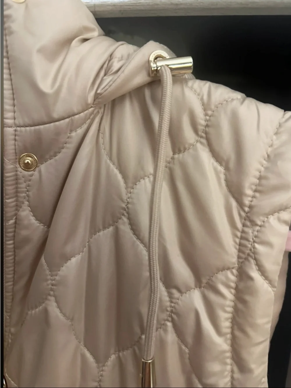 kate spade Quilted Satin Vest in Taupe with Gold Hardware